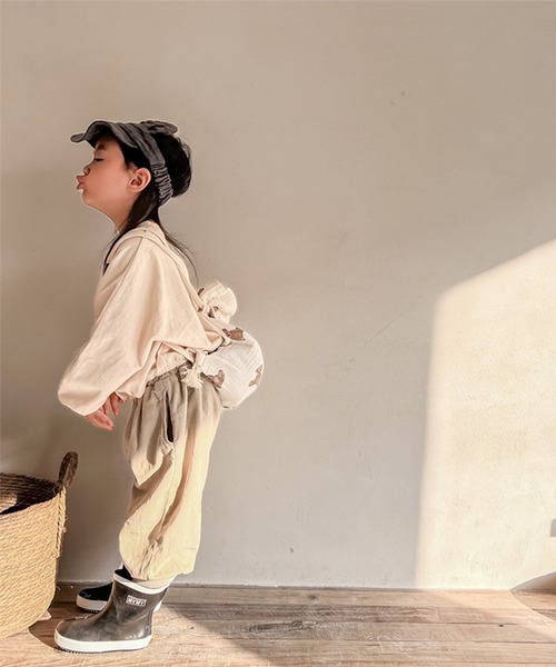 aimoha（アイモハ）の「aimoha-KIDS- アメカジ前プリントログTEE（Tシャツ/カットソー・キッズ・ライトグレー/ベージュ・80/90/100/110/120/130）」の3枚目の写真