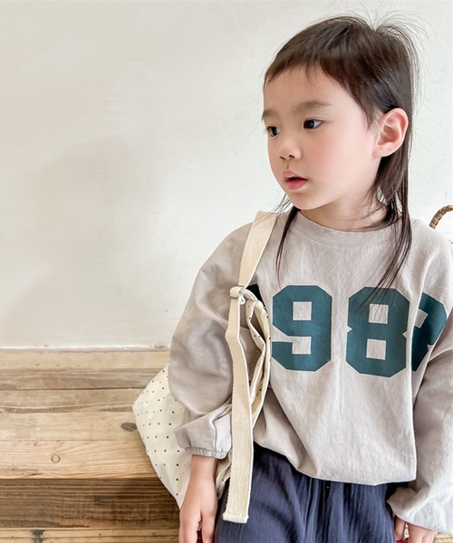 aimoha（アイモハ）の「aimoha-KIDS- アメカジ前プリントログTEE（Tシャツ/カットソー・キッズ・ライトグレー/ベージュ・80/90/100/110/120/130）」の10枚目の写真