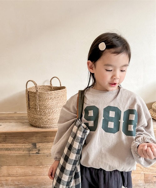 aimoha（アイモハ）の「aimoha-KIDS- アメカジ前プリントログTEE（Tシャツ/カットソー・キッズ・ライトグレー/ベージュ・80/90/100/110/120/130）」の11枚目の写真