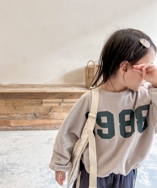 aimoha（アイモハ）の「aimoha-KIDS- アメカジ前プリントログTEE（Tシャツ/カットソー・キッズ・ライトグレー/ベージュ・80/90/100/110/120/130）」の12枚目の写真