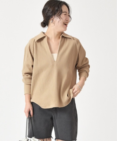 U by SPICK&SPAN(ユーバイスピックアンドスパン)の「ドルマンリブプルオーバー◆(Tシャツ/カットソー・レディース・ベージュ/アイボリー・FREE)」の2枚目の写真