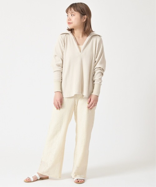 U by SPICK&SPAN(ユーバイスピックアンドスパン)の「ドルマンリブプルオーバー◆(Tシャツ/カットソー・レディース・ベージュ/アイボリー・FREE)」の3枚目の写真