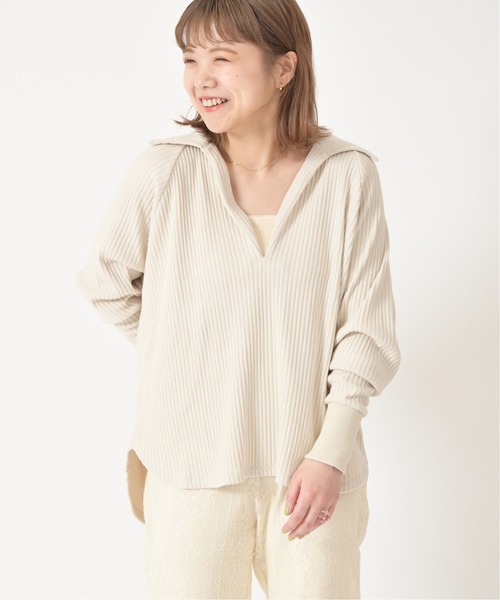 U by SPICK&SPAN(ユーバイスピックアンドスパン)の「ドルマンリブプルオーバー◆(Tシャツ/カットソー・レディース・ベージュ/アイボリー・FREE)」の9枚目の写真