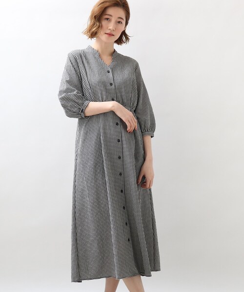 grove（グローブ）の「◆サッカーギンガムチェックシャツワンピース（ワンピース・レディース・ブラック/ダークグリーン系1/ネイビー系1・01/02/03/04/05）」の3枚目の写真