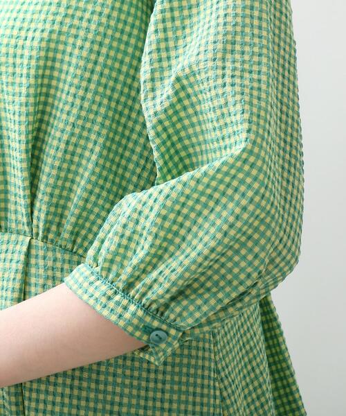 grove（グローブ）の「◆サッカーギンガムチェックシャツワンピース（ワンピース・レディース・ブラック/ダークグリーン系1/ネイビー系1・01/02/03/04/05）」の8枚目の写真