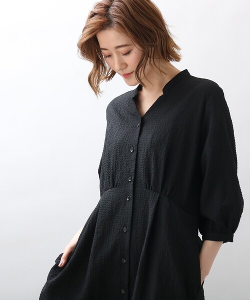 grove（グローブ）の「◆サッカーギンガムチェックシャツワンピース（ワンピース・レディース・ブラック/ダークグリーン系1/ネイビー系1・01/02/03/04/05）」の12枚目の写真