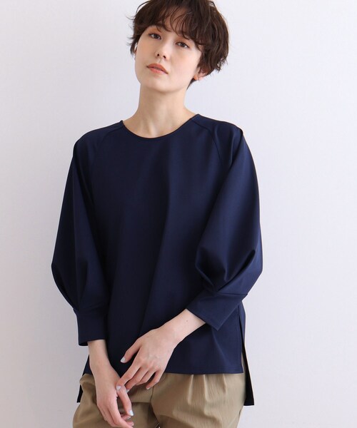 INDIVI（インディヴィ）の「◆【日本製/洗える】デザインタックスリーブトップス（Tシャツ/カットソー・レディース・ネイビー/ライトグリーン/ホワイト系・13/38/34/05/15 /12）」の3枚目の写真