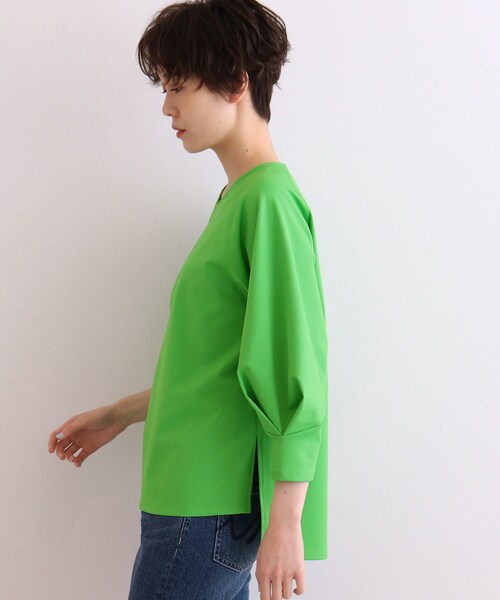 INDIVI（インディヴィ）の「◆【日本製/洗える】デザインタックスリーブトップス（Tシャツ/カットソー・レディース・ネイビー/ライトグリーン/ホワイト系・13/38/34/05/15 /12）」の6枚目の写真