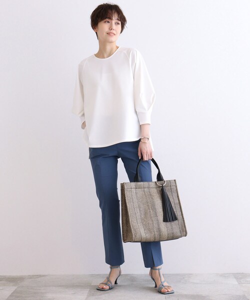 INDIVI（インディヴィ）の「◆【日本製/洗える】デザインタックスリーブトップス（Tシャツ/カットソー・レディース・ネイビー/ライトグリーン/ホワイト系・13/38/34/05/15 /12）」の22枚目の写真