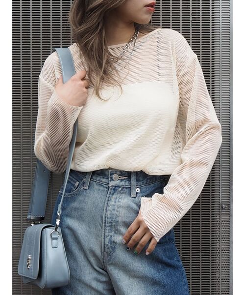 EVRIS（エヴリス）の「メッシュロンTEE（Tシャツ/カットソー・レディース・ブラック/ブルー/アイボリー・FREE）」の16枚目の写真