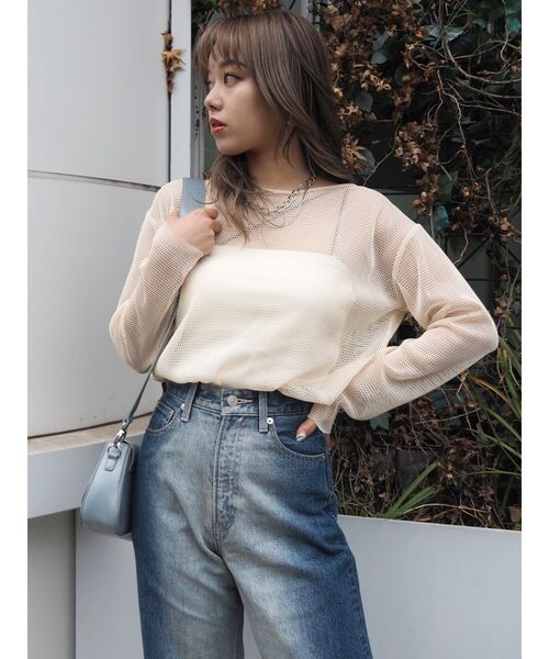 EVRIS（エヴリス）の「メッシュロンTEE（Tシャツ/カットソー・レディース・ブラック/ブルー/アイボリー・FREE）」の15枚目の写真