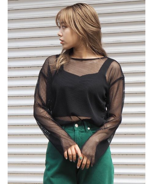 EVRIS（エヴリス）の「メッシュロンTEE（Tシャツ/カットソー・レディース・ブラック/ブルー/アイボリー・FREE）」の12枚目の写真