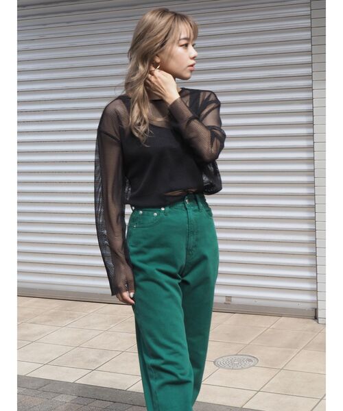 EVRIS（エヴリス）の「メッシュロンTEE（Tシャツ/カットソー・レディース・ブラック/ブルー/アイボリー・FREE）」の10枚目の写真