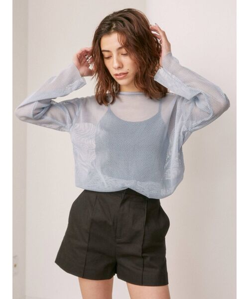 EVRIS（エヴリス）の「メッシュロンTEE（Tシャツ/カットソー・レディース・ブラック/ブルー/アイボリー・FREE）」の7枚目の写真