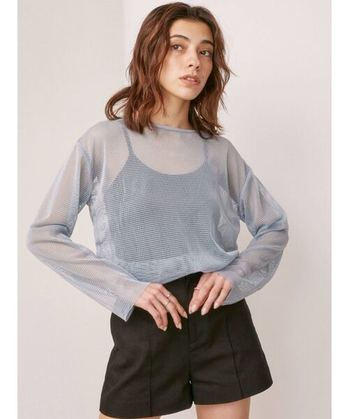 EVRIS（エヴリス）の「メッシュロンTEE（Tシャツ/カットソー・レディース・ブラック/ブルー/アイボリー・FREE）」の6枚目の写真