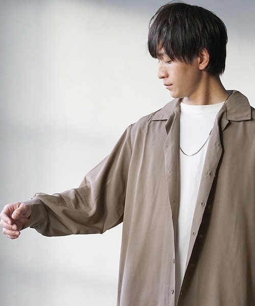 セール】【MinoriTY】サイドスリットオープンカラーシャツ 長袖