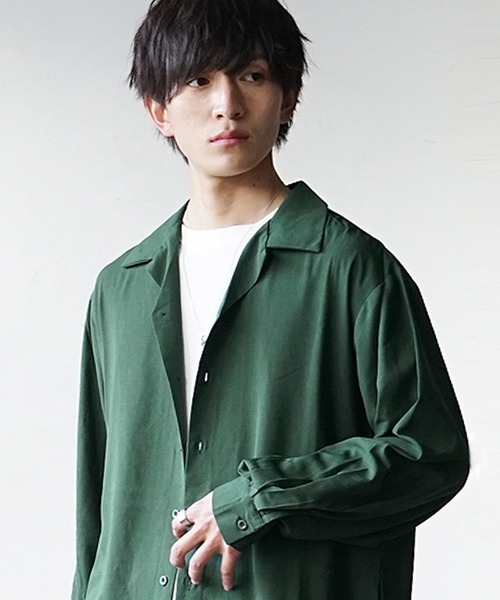 MinoriTY(マイノリティ)の「【MinoriTY】サイドスリットオープンカラーシャツ 長袖 オーバーサイズ メンズ カラーシャツ 無地(シャツ/ブラウス・メンズ・グリーン/ネイビー/グレー/モカ・M/L)」の13枚目の写真
