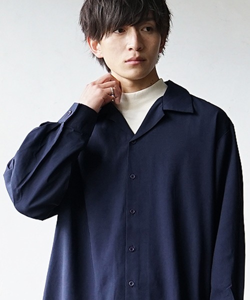 MinoriTY(マイノリティ)の「【MinoriTY】サイドスリットオープンカラーシャツ 長袖 オーバーサイズ メンズ カラーシャツ 無地(シャツ/ブラウス・メンズ・グリーン/ネイビー/グレー/モカ・M/L)」の17枚目の写真