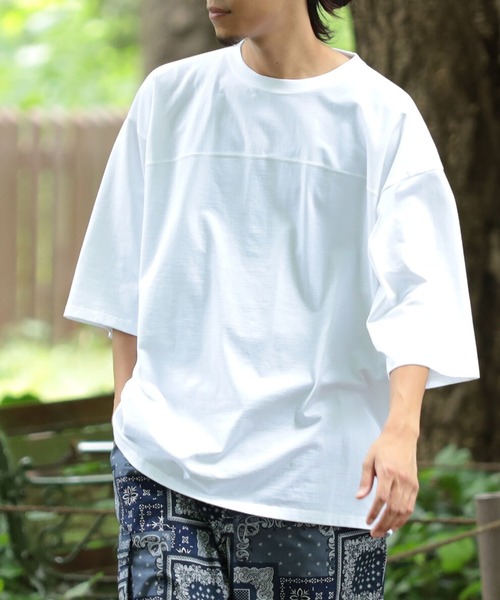 BEAMS（ビームス）の「BEAMS / フットボール Tシャツ（Tシャツ/カットソー・メンズ・ホワイト/ネイビー/グリーン・SMALL/MEDIUM/LARGE/X-LARGE）」の2枚目の写真