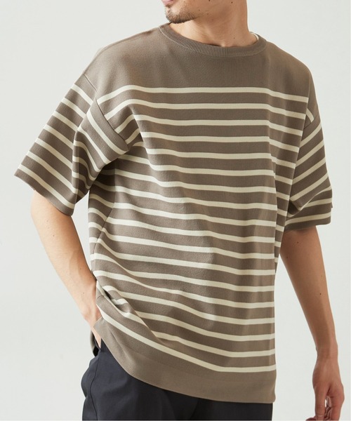 417 EDIFICE(フォーワンセブンエディフィス)の「ウォッシャブルバスクニットTシャツ(Tシャツ/カットソー・メンズ・ホワイト/ブラック/ベージュ/イエロー・MEDIUM/LARGE/XX-LARGE)」の4枚目の写真