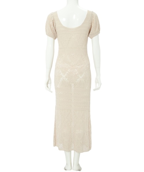 fifth（フィフス）の「パフスリーブ鍵編みロングワンピース（ワンピース・レディース・ブラック/ベージュ・M）」の14枚目の写真