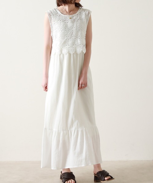 Cheek（チーク）の「【サイズ展開あり】ノースリベストセットワンピース（ワンピース・レディース・オフホワイト/ミント/アイボリー・MEDIUM/SMALL）」の2枚目の写真