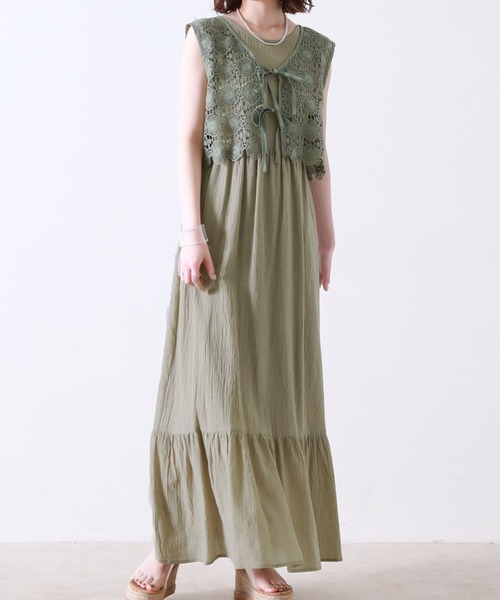 Cheek（チーク）の「【サイズ展開あり】ノースリベストセットワンピース（ワンピース・レディース・オフホワイト/ミント/アイボリー・MEDIUM/SMALL）」の8枚目の写真