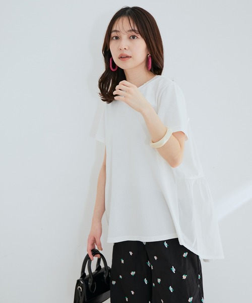 【ORGABITS(R)】異素材切り替えティアードチュニックTシャツ【sustainable】