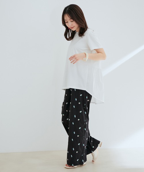 【ORGABITS(R)】異素材切り替えティアードチュニックTシャツ【sustainable】