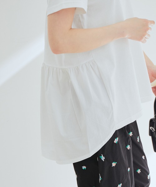 【ORGABITS(R)】異素材切り替えティアードチュニックTシャツ【sustainable】