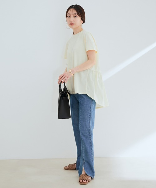 【ORGABITS(R)】異素材切り替えティアードチュニックTシャツ【sustainable】