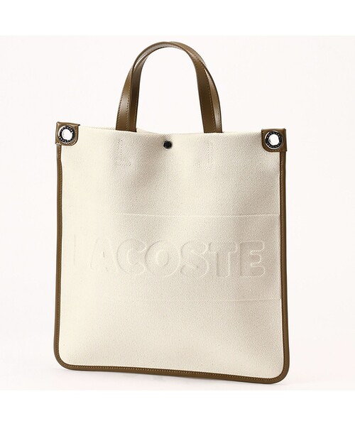 2593　ラコステ　ヘリテージコットンキャンバス　2wayバッグ　ほぼ未使用 ラコステ LACOSTE ヘリテージキャンバス フラップクローズ