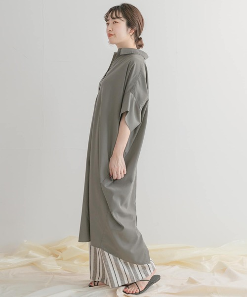 ITEMS URBANRESEARCH（アイテムズ アーバンリサーチ）の「ドルマンシャツワンピース（シャツワンピース・レディース・オフホワイト/カーキ/マスタード・FREE）」の10枚目の写真