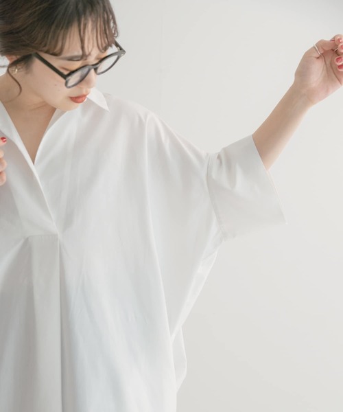 ITEMS URBANRESEARCH（アイテムズ アーバンリサーチ）の「ドルマンシャツワンピース（シャツワンピース・レディース・オフホワイト/カーキ/マスタード・FREE）」の17枚目の写真