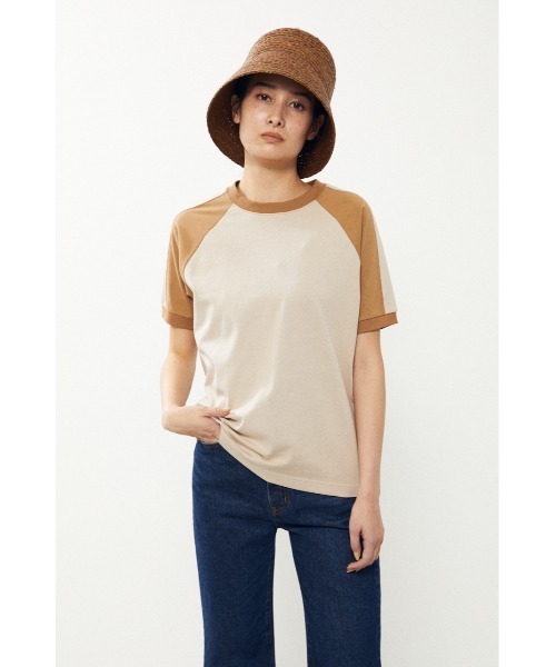 BLACK BY MOUSSY(ブラックバイマウジー)の「line t-shirt(ラインTシャツ)(Tシャツ/カットソー・レディース・ベージュ/ブルー・FREE)」の5枚目の写真
