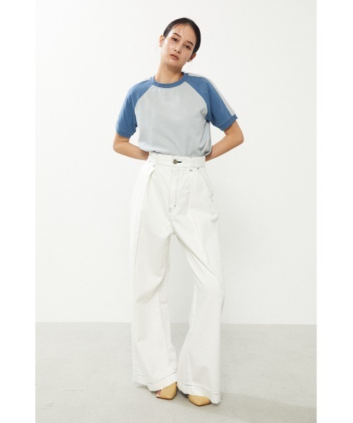 BLACK BY MOUSSY(ブラックバイマウジー)の「line t-shirt(ラインTシャツ)(Tシャツ/カットソー・レディース・ベージュ/ブルー・FREE)」の14枚目の写真