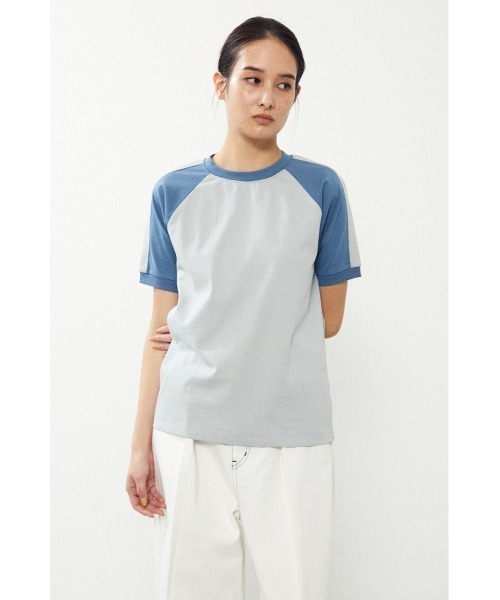 BLACK BY MOUSSY(ブラックバイマウジー)の「line t-shirt(ラインTシャツ)(Tシャツ/カットソー・レディース・ベージュ/ブルー・FREE)」の15枚目の写真