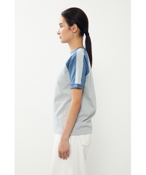 BLACK BY MOUSSY(ブラックバイマウジー)の「line t-shirt(ラインTシャツ)(Tシャツ/カットソー・レディース・ベージュ/ブルー・FREE)」の16枚目の写真