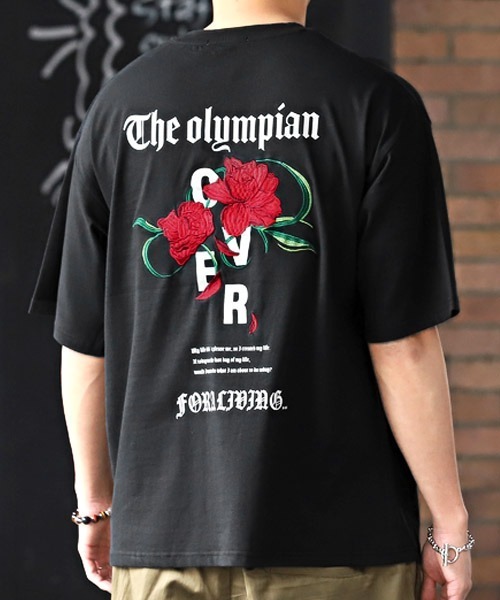 LUXSTYLE（ラグスタイル）の「バラ刺繍バックプリントTシャツ（Tシャツ/カットソー・メンズ・ホワイト/ブラック/ベージュ・M/L）」の10枚目の写真