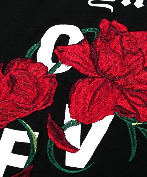 LUXSTYLE（ラグスタイル）の「バラ刺繍バックプリントTシャツ（Tシャツ/カットソー・メンズ・ホワイト/ブラック/ベージュ・M/L）」の9枚目の写真