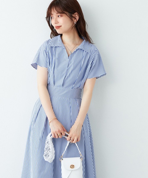 natural couture（ナチュラルクチュール）の「涼しげスキッパー衿お上品ワンピース（ワンピース・レディース・ブラック/ベージュ/グリーン/その他1/その他2/レッド系・FREE）」の9枚目の写真