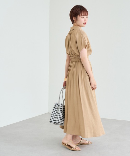 natural couture（ナチュラルクチュール）の「涼しげスキッパー衿お上品ワンピース（ワンピース・レディース・ブラック/ベージュ/グリーン/その他1/その他2/レッド系・FREE）」の12枚目の写真