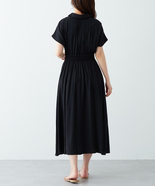 natural couture（ナチュラルクチュール）の「涼しげスキッパー衿お上品ワンピース（ワンピース・レディース・ブラック/ベージュ/グリーン/その他1/その他2/レッド系・FREE）」の10枚目の写真