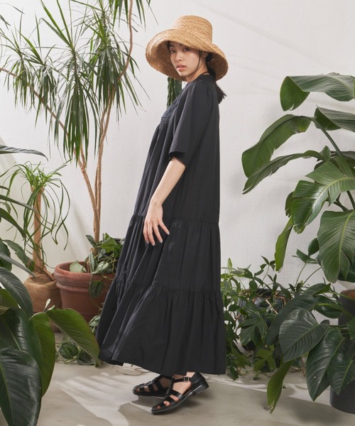 Libra Cue(リブラ キュー)の「“レース切り替えティアードワンピース” コットン100%、二の腕をカバーする袖丈、甘くなりすぎない大人のティアードワンピース(ワンピース・レディース・ブラック/レッド/ブルー・FREE)」の9枚目の写真