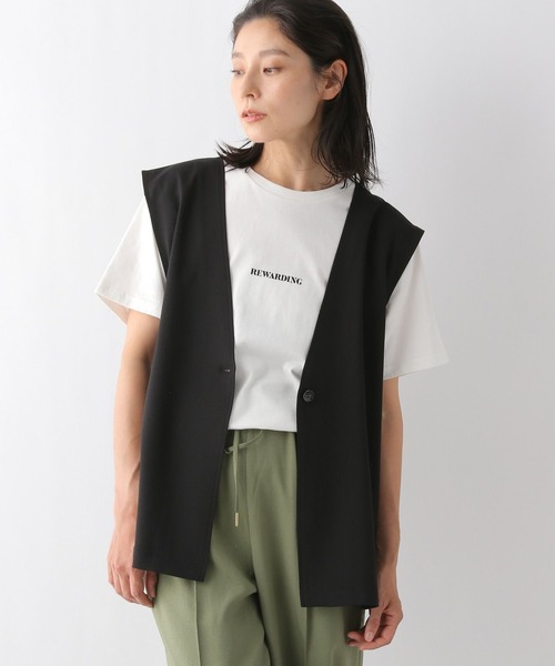 LEPSIM(レプシィム)の「ゼンゴギジレ 297189(ベスト・レディース・ブラック/グレイッシュベージュ・FREE)」の4枚目の写真