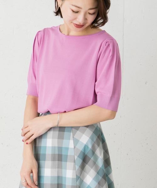 URBAN RESEARCH ROSSO（アーバンリサーチロッソ）の「タックスリーブニットプルオーバー∴（ニット/セーター・レディース・ピンク・FREE）」の2枚目の写真