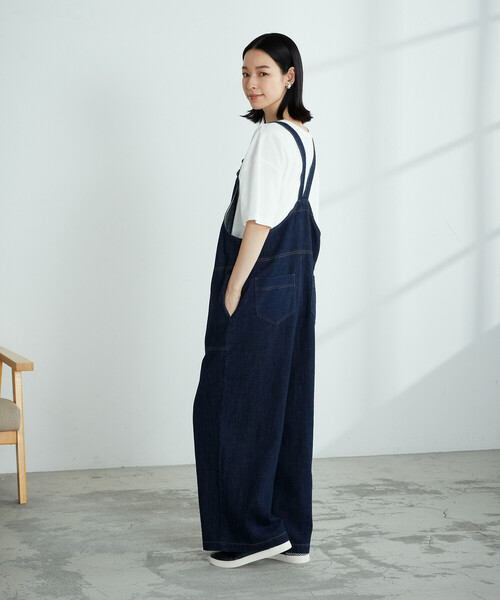 ONIGIRI（オニギリ）の「デニム　オーバーオール（サロペット/オーバーオール・レディース・ネイビー/チャコール・MEDIUM/LARGE）」の8枚目の写真