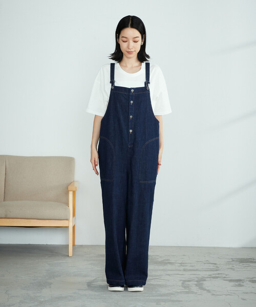 ONIGIRI（オニギリ）の「デニム　オーバーオール（サロペット/オーバーオール・レディース・ネイビー/チャコール・MEDIUM/LARGE）」の10枚目の写真