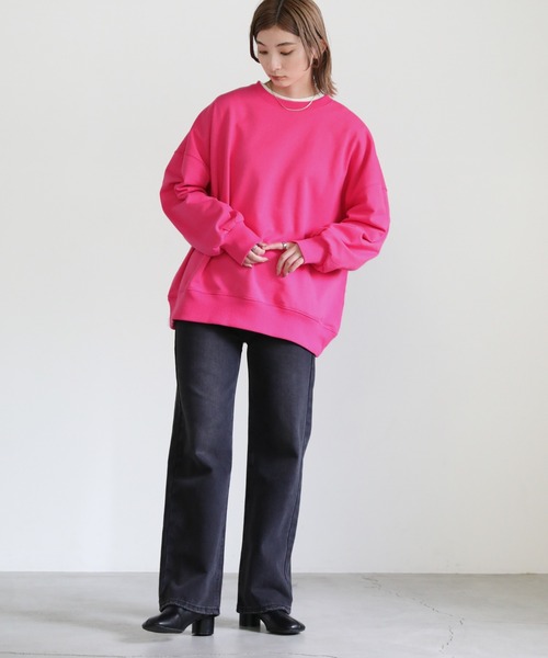 select MOCA(セレクトモカ)の「カラースウェットプルオーバー(スウェット・レディース・ブラック/ピンク/ブルー/グリーン・FREE)」の6枚目の写真