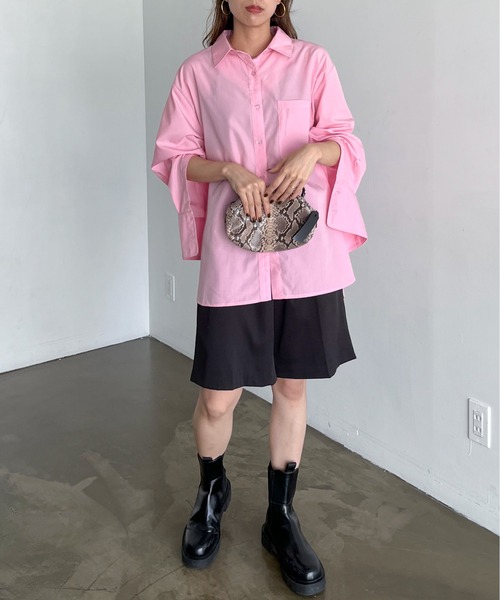 feepur（フェピュール）の「2wayカラーシャツ（シャツ/ブラウス・レディース・ブラック/オフホワイト/ピンク/ブルー/グリーン・MEDIUM）」の6枚目の写真